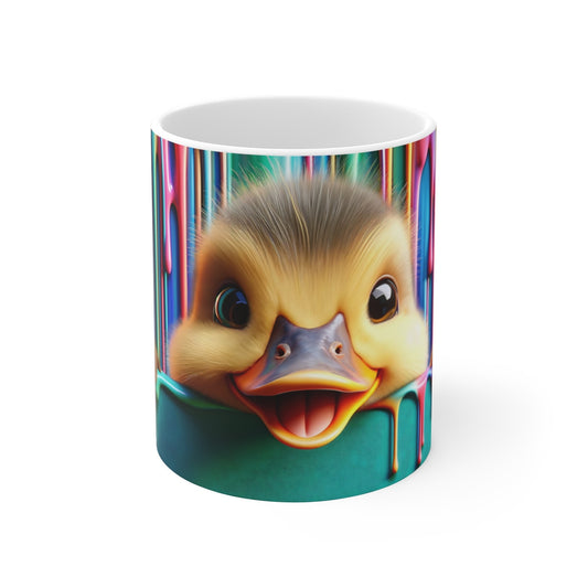 Mug Tasse avec Design de Canard et Couleurs Arc-en-Ciel – Motif Peinture Abstraite