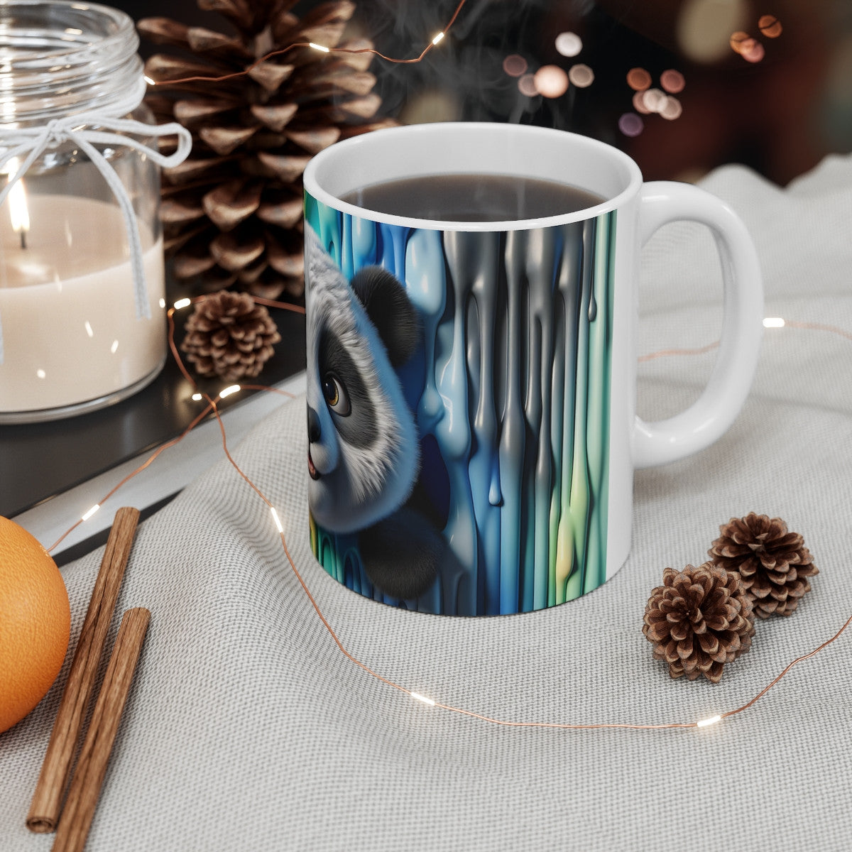 Mug Tasse Coloré Panda Multicolore avec Effet de Peinture – Cadeau Unique et Mignon