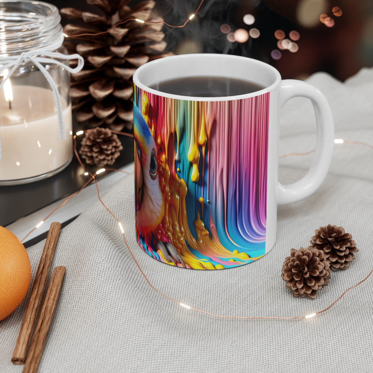 Mug Tasse Perroquet Multicolore – Design Artistique avec Effet Peinture Éclatante