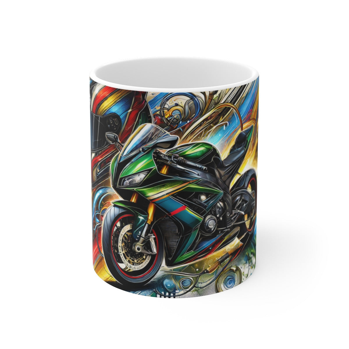 Mug Tasse Moto Art – Design Coloré et Dynamique pour Passionnés de Moto, Motard