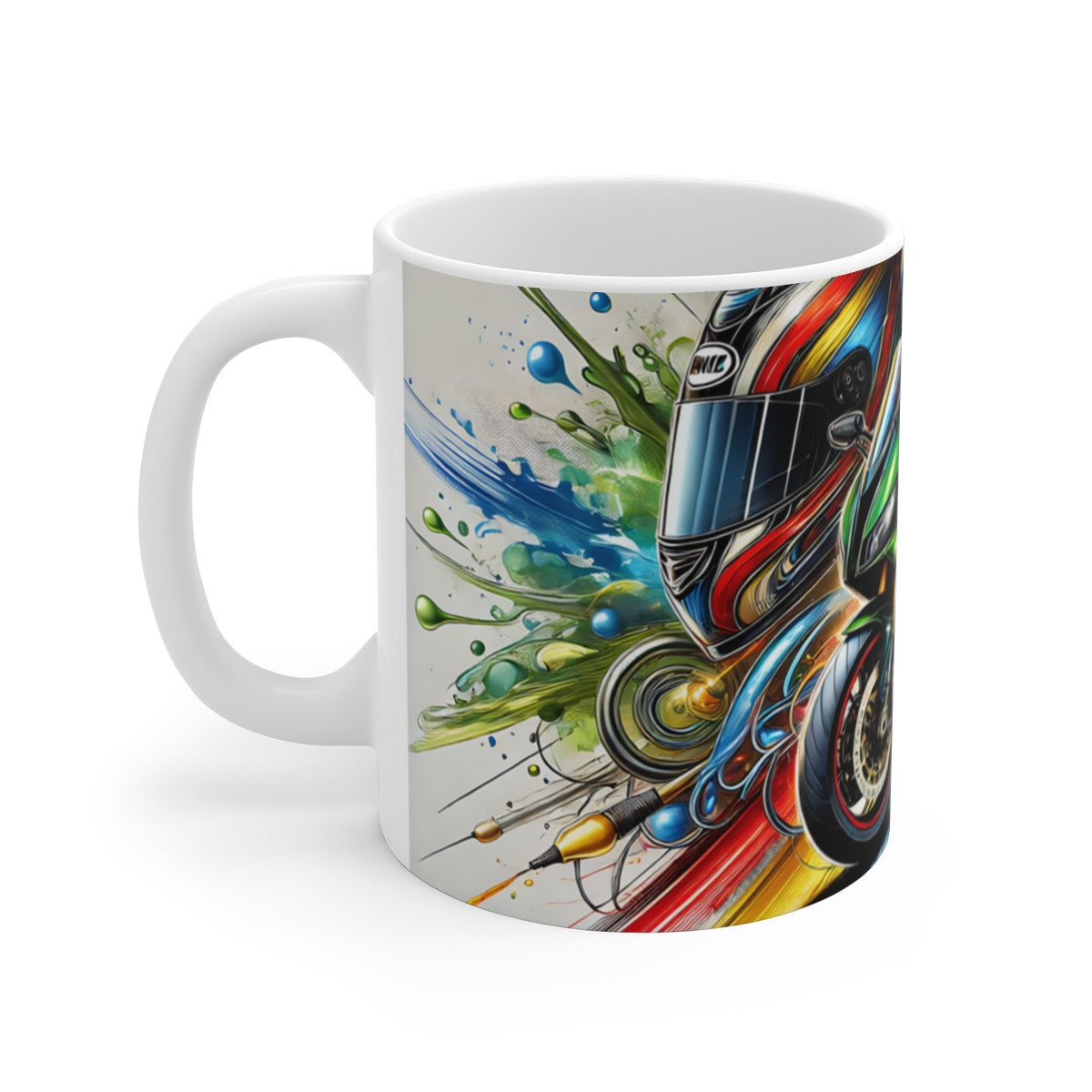 Mug Tasse Moto Art – Design Coloré et Dynamique pour Passionnés de Moto, Motard