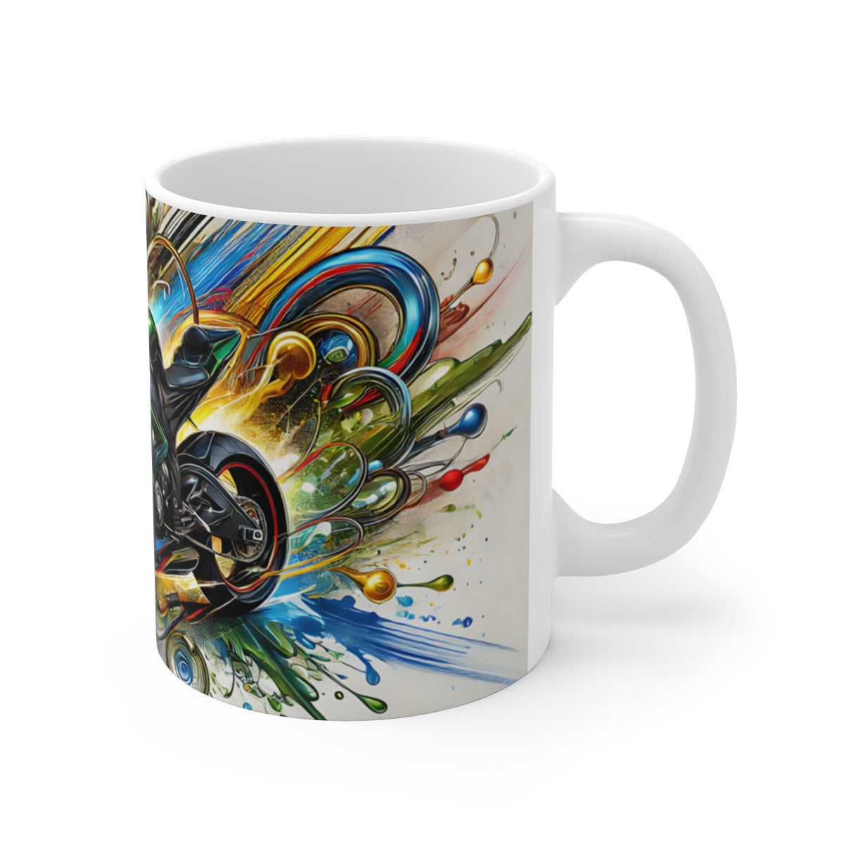 Mug Tasse Moto Art – Design Coloré et Dynamique pour Passionnés de Moto, Motard