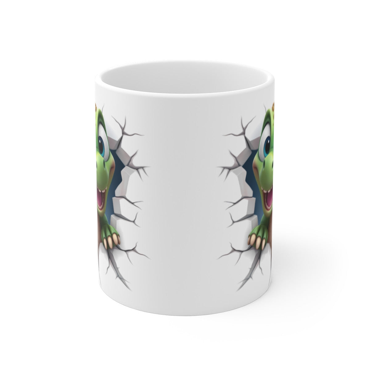 Mug Tasse Dino Mignon – Design Unique avec Dinosaure Enfantin et Effet Mur Brisé pour enfant et adulte