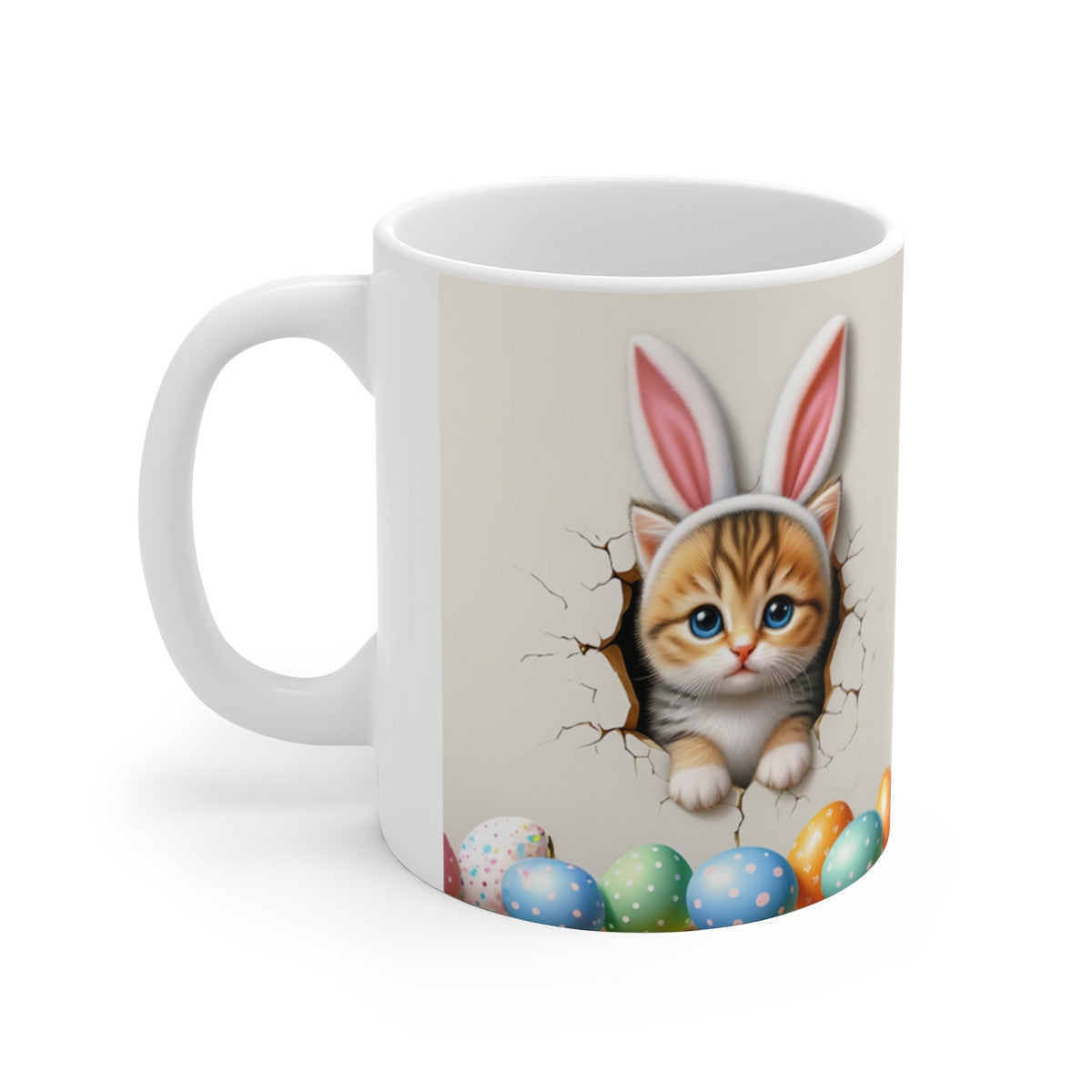 Mug Tasse Animal Chat de Pâques – Design Adorable avec Chaton et Oreilles de Lapin