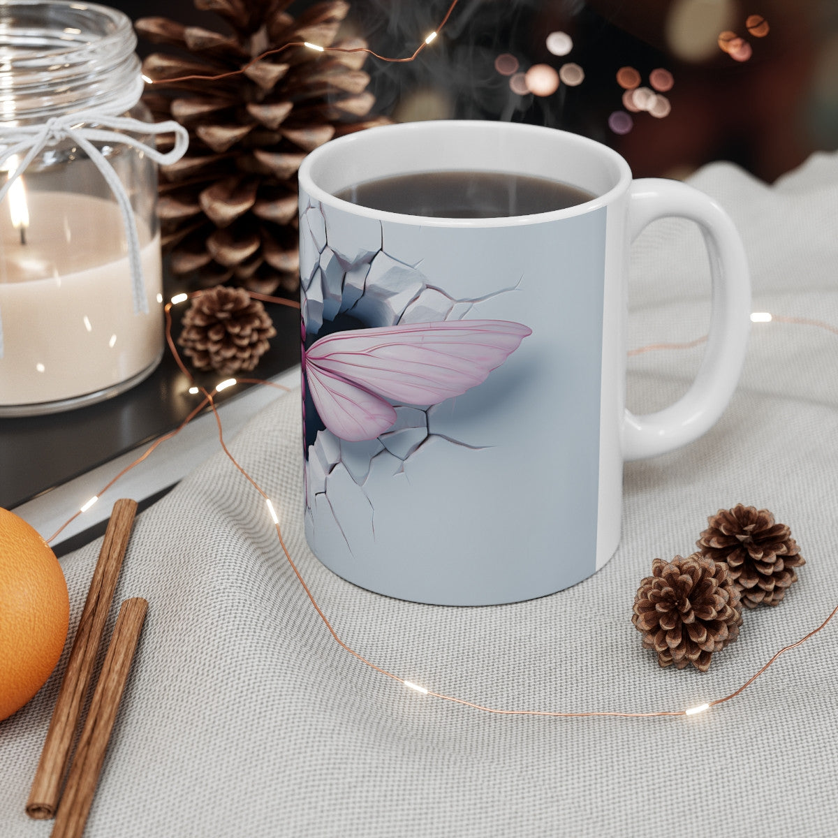 Mug Libellule Rose Élégante - Design 3D, Créatif, Nature, Insecte, Ailes Délicates, Décoration Unique