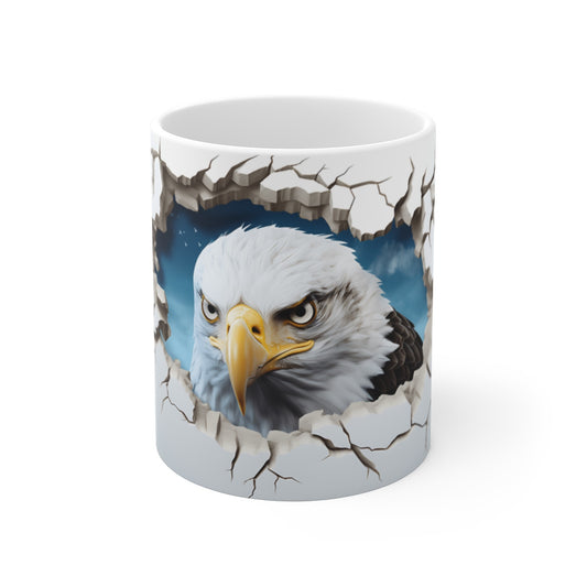 Mug Aigle Royal - Design 3D Intense avec Effet Mur Brisé et Ciel Bleu