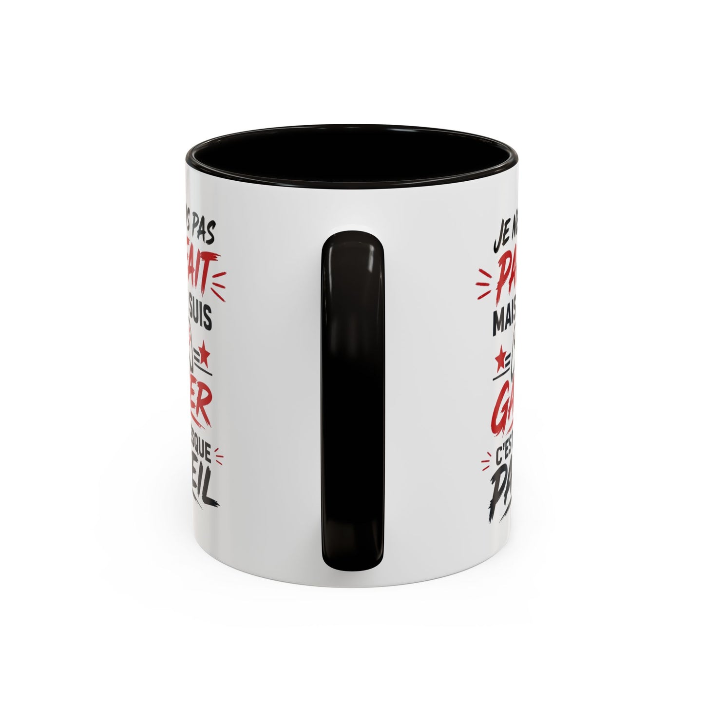 Mug Gamer Humour – Je Ne Suis Pas Parfait Mais Je Suis Gamer – Tasse Geek Drôle Cadeau Gaming Céramique 325ml Noir Rouge