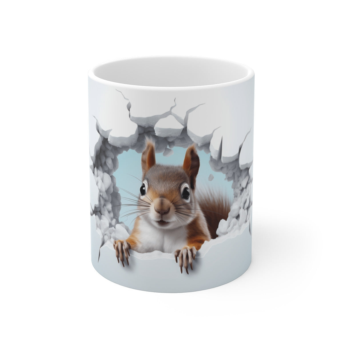 Mug Tasse Écureuil 3D - Effet Mur Brisé, Design Hyperréaliste, Animal Mignon et Curieux