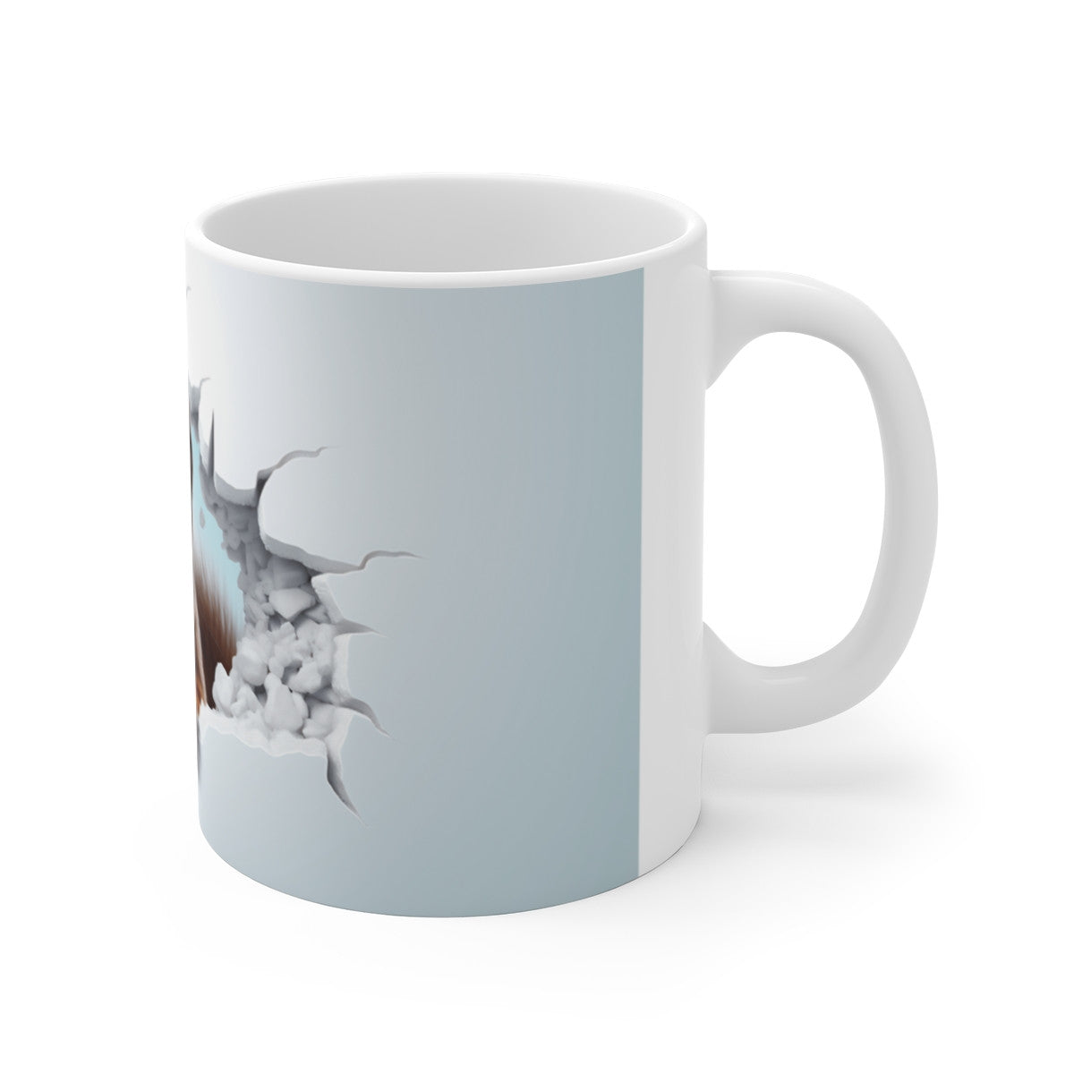 Mug Tasse Écureuil 3D - Effet Mur Brisé, Design Hyperréaliste, Animal Mignon et Curieux
