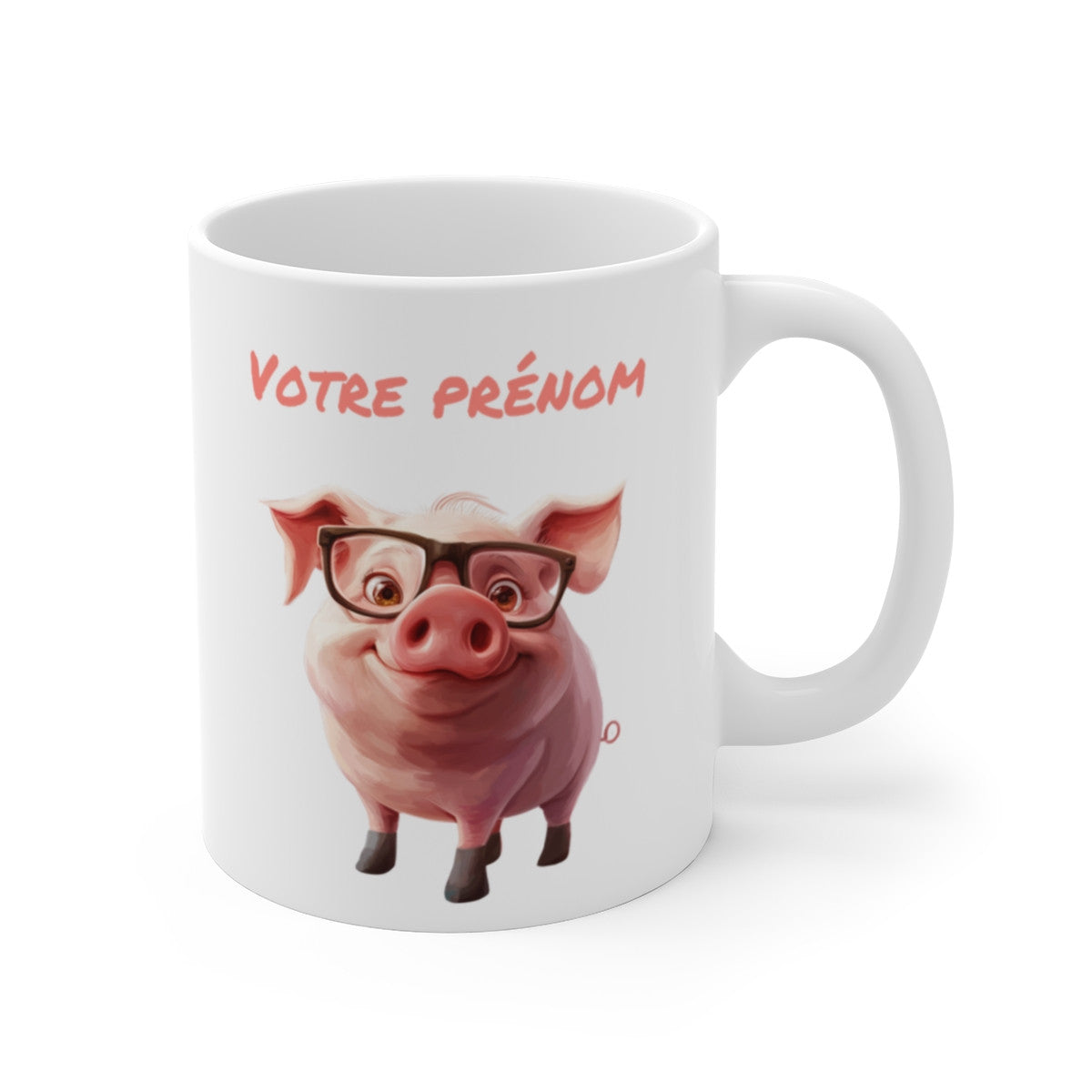 Mug Tasse Personnalisable Cochon Mignon - Ajoutez Votre Prénom, Design Drôle et Unique pour enfant et adulte