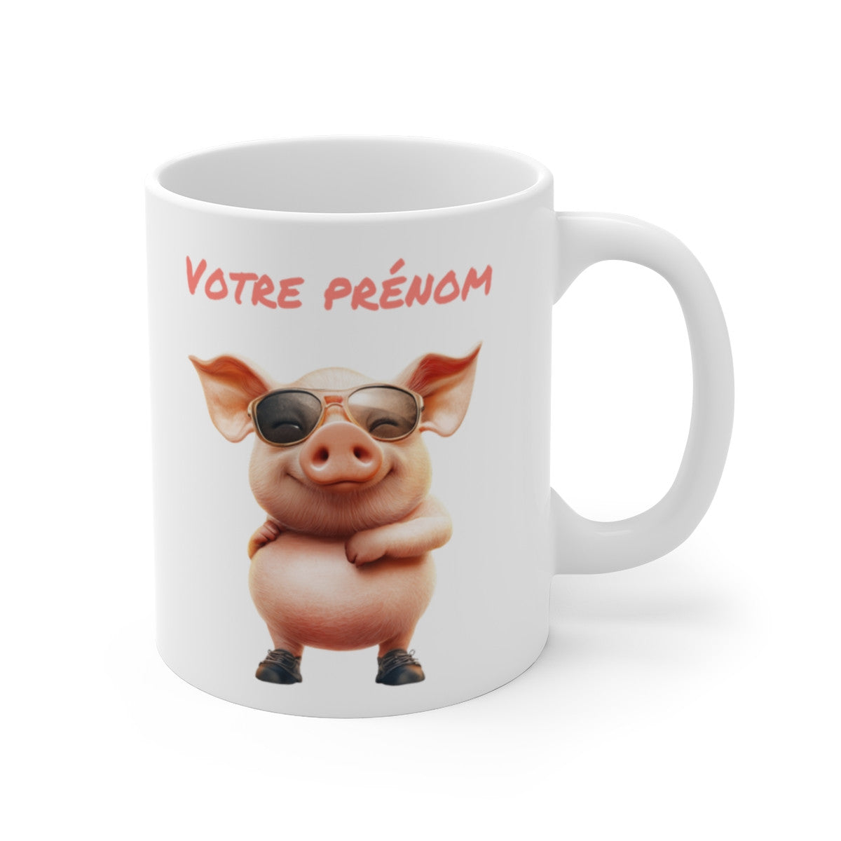 Mug Tasse Personnalisé Prénom – Design Cochon Cool – Cadeau Humour et Originalité drôle fun