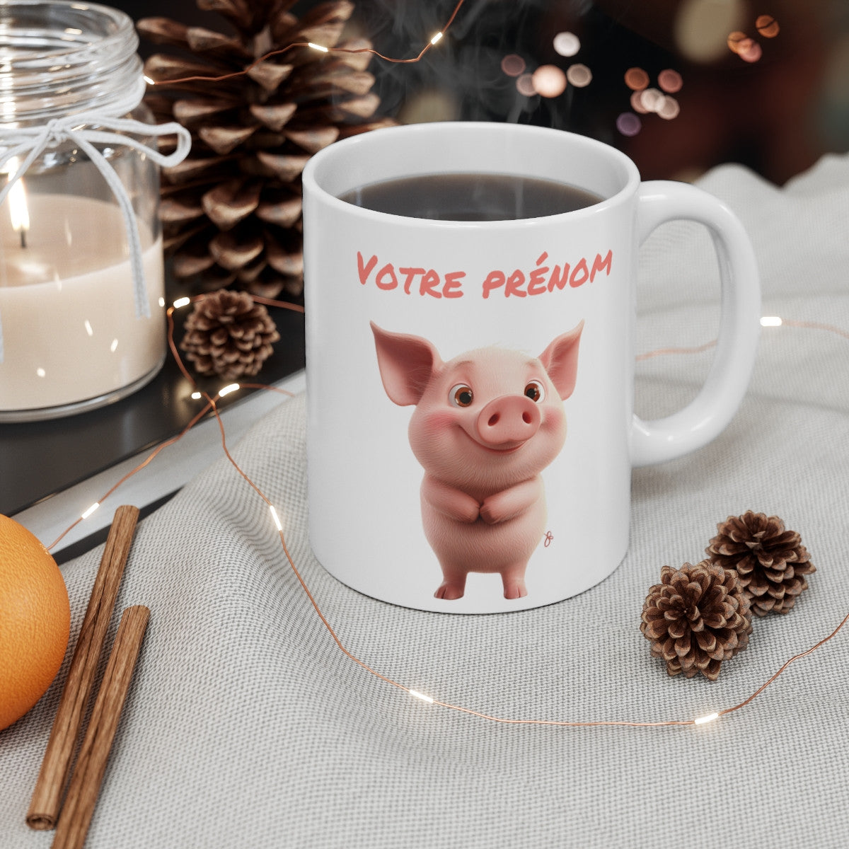 Mug Personnalisé Prénom – Tasse Petit Cochon Rigolo –Idée  Cadeau Unique et Original, Rigolo