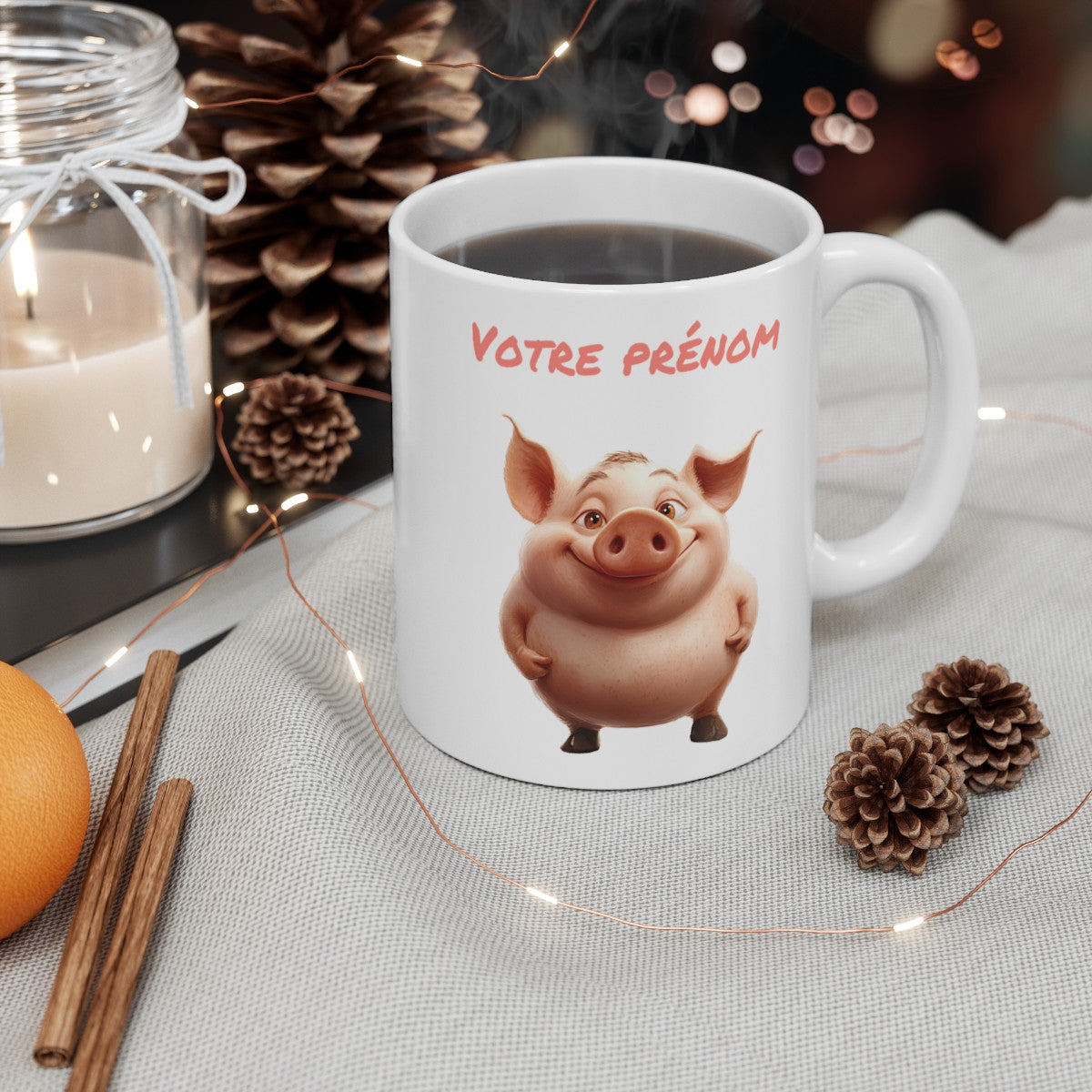 Mug Tasse Personnalisé avec Prénom Petiit Cochon Rigolo Céramique Haute Qualité  Idée Cadeau Unique