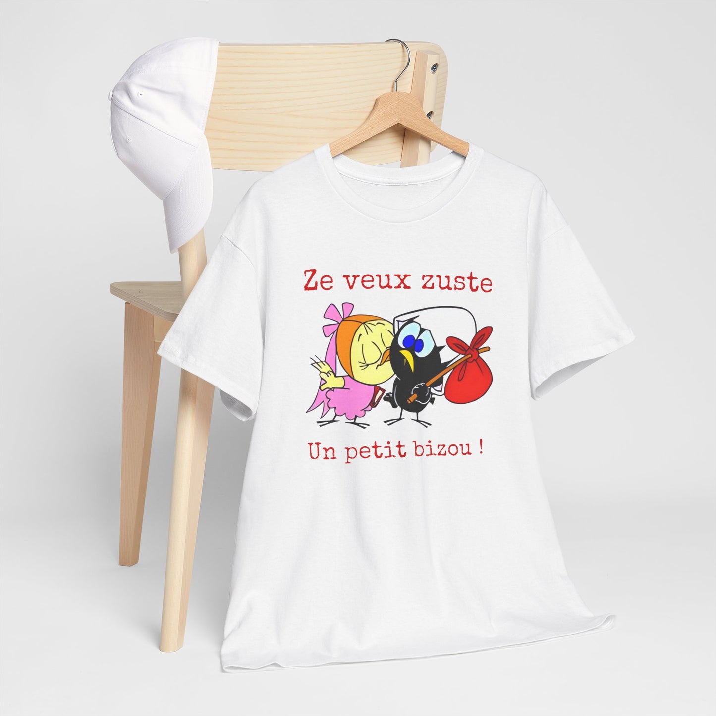 T-Shirt Calimero Humour Cartoon – Ze Veux Zuste Un Petit Bizou – Tee Shirt Vintage Drôle Homme Femme