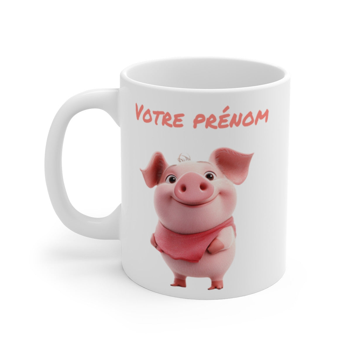 Mug Tasse Personnalisable avec Prénom - Adorable Cochon Rose Céramique Premium  Idée Cadeau Unique et Drôle