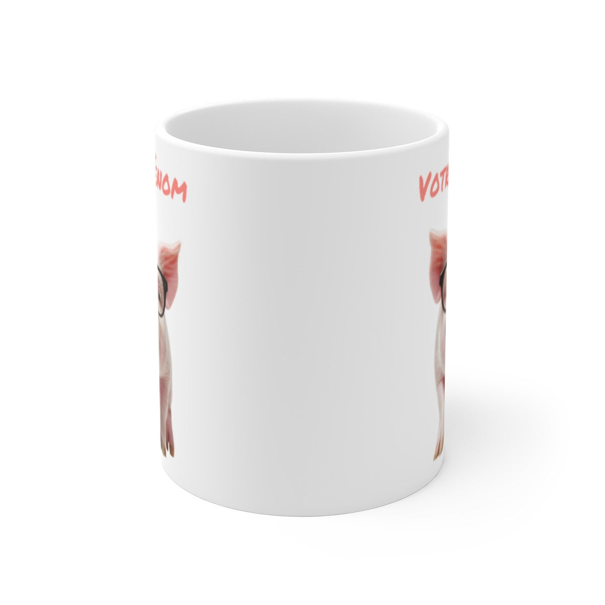 Mug en Céramique Personnalisé - Petit Cochon Rose avec Lunettes Tasse Originale avec Prénom pour un Cadeau Fun et Unique