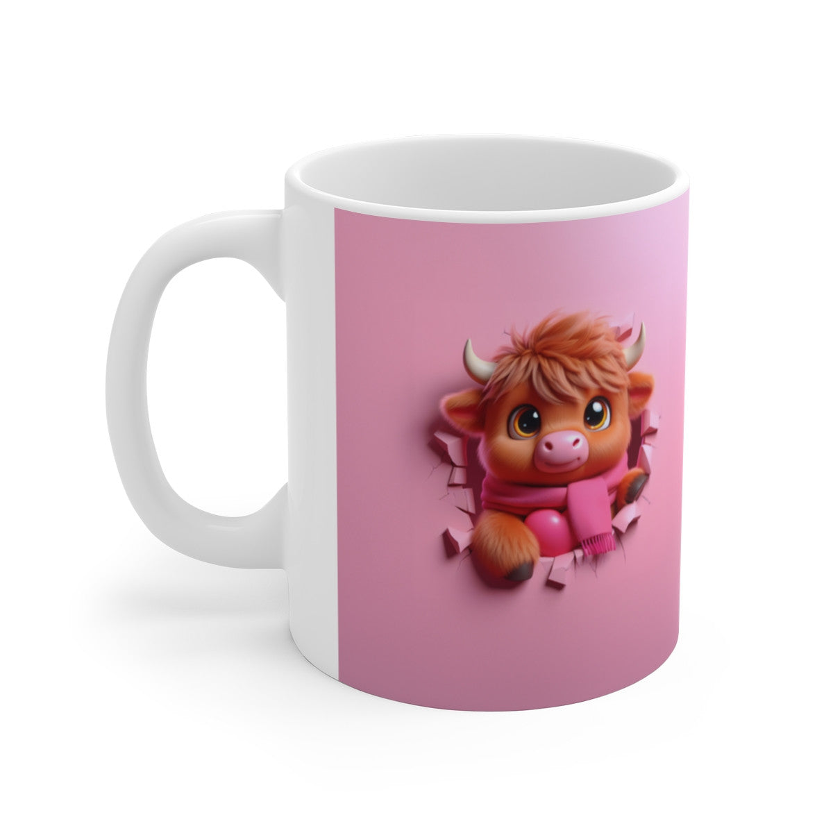 Mug Personnalisé Vache Highland Casse-Mur Tasse Originale et Mignonne avec Effet 3D pour Amoureux des Animaux et Cadeaux