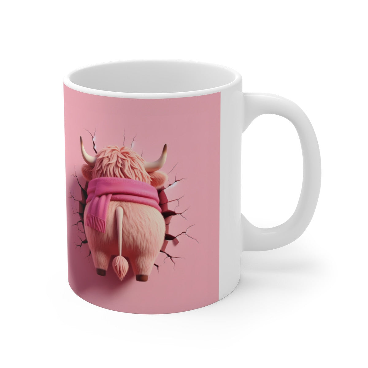 Mug Personnalisé Vache Highland Casse-Mur Tasse Originale et Mignonne avec Effet 3D pour Amoureux des Animaux et Cadeaux