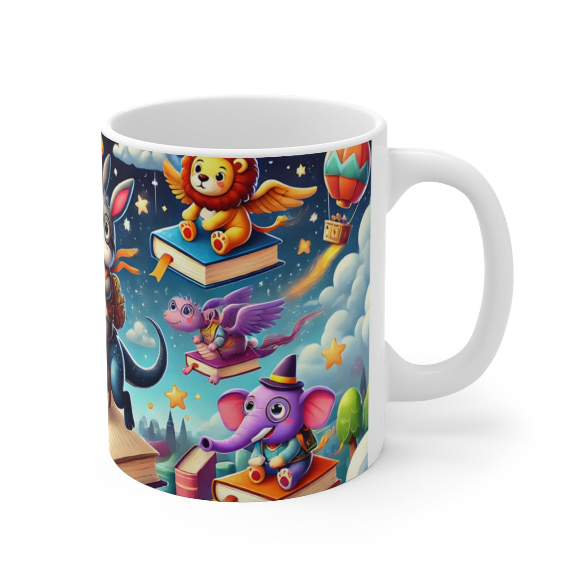 Mug Monde Fantastique - Tasse Magique avec Animaux et Livres Volants, Idéale pour les Amateurs de Rêves et d'Imagination