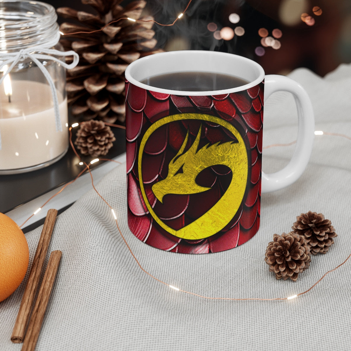 Mug Dragon Légendaire - Tasse en Céramique avec Design Écailles et Emblème Doré,  Fantaisie et de Mythologie