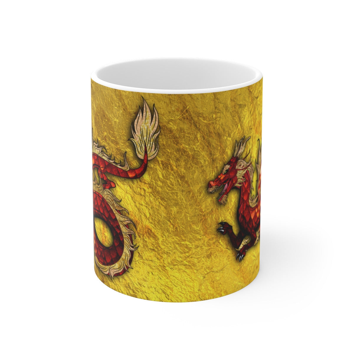 Mug Dragon Impérial - Tasse en Céramique avec Dragon Rouge et Fond Doré, Mythologie et de Culture Asiatique