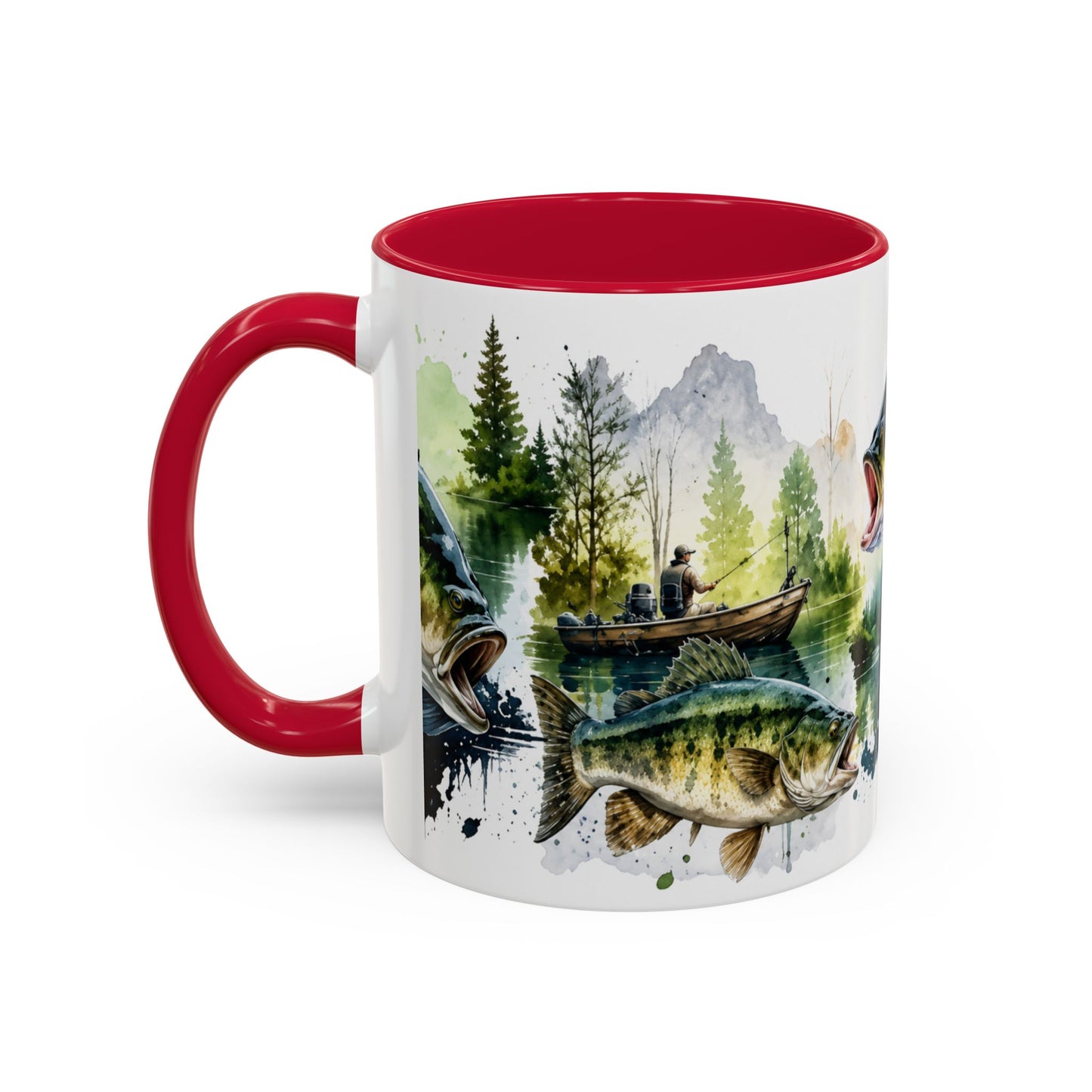Tasse Pêche Black Bass – Mug Pêcheur Vintage Aquarelle – Cadeau Passion Pêche Homme 325ml