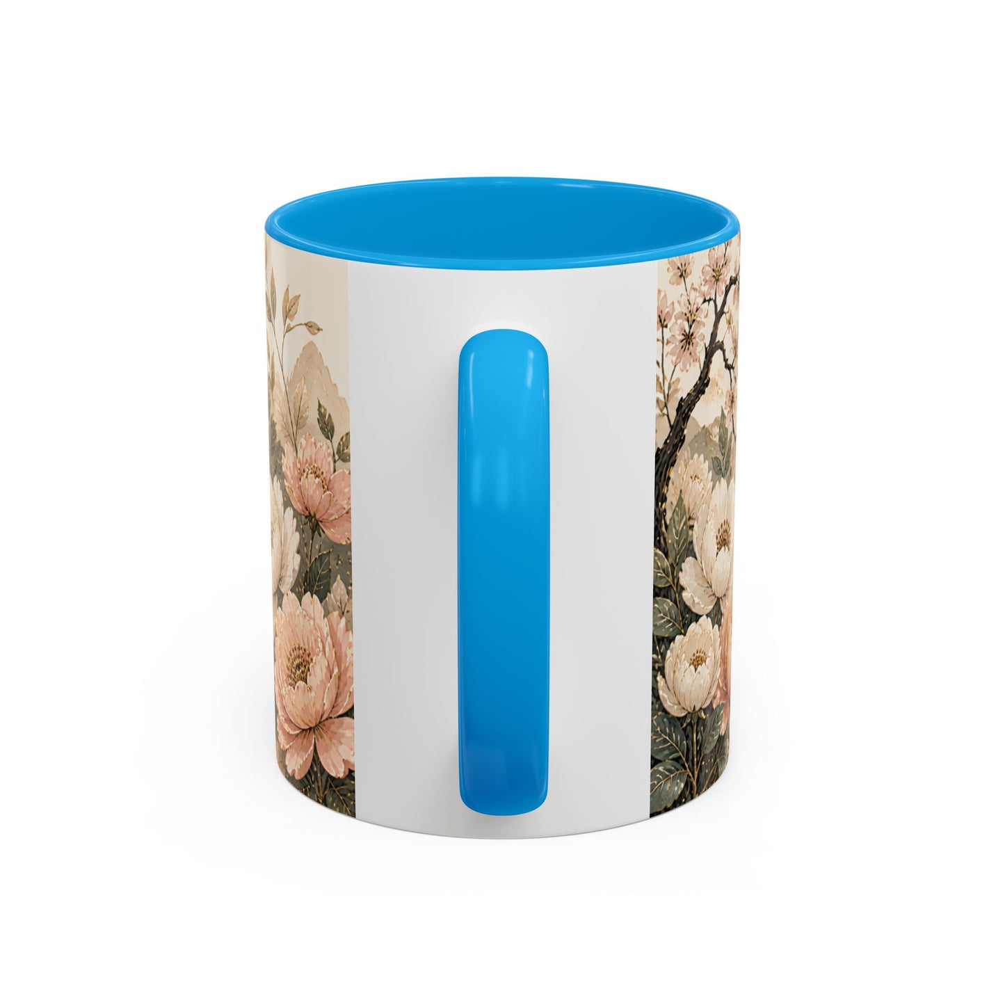 Tasse Paysage Japonais Zen – Mug Floral Beige avec Montagnes, Rivière et Ambiance Asiatique Apaisante 325ml
