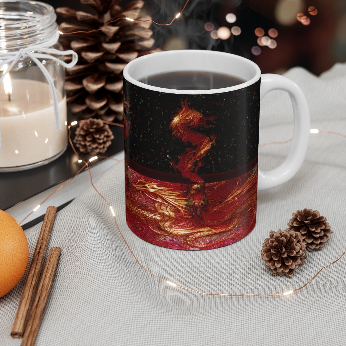 Mug Dragon Céleste - Tasse en Céramique avec Dragon Mystique et Fond Étoilé,  Fantasy et de Symbolisme Oriental