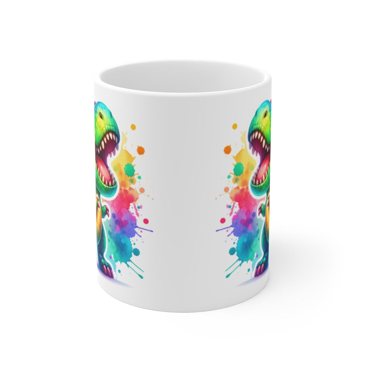 Mug Dino Arc-en-Ciel - Tasse en Céramique avec Dinosaure Coloré et Effet Splash, Amateurs de Fun et de Fantaisie