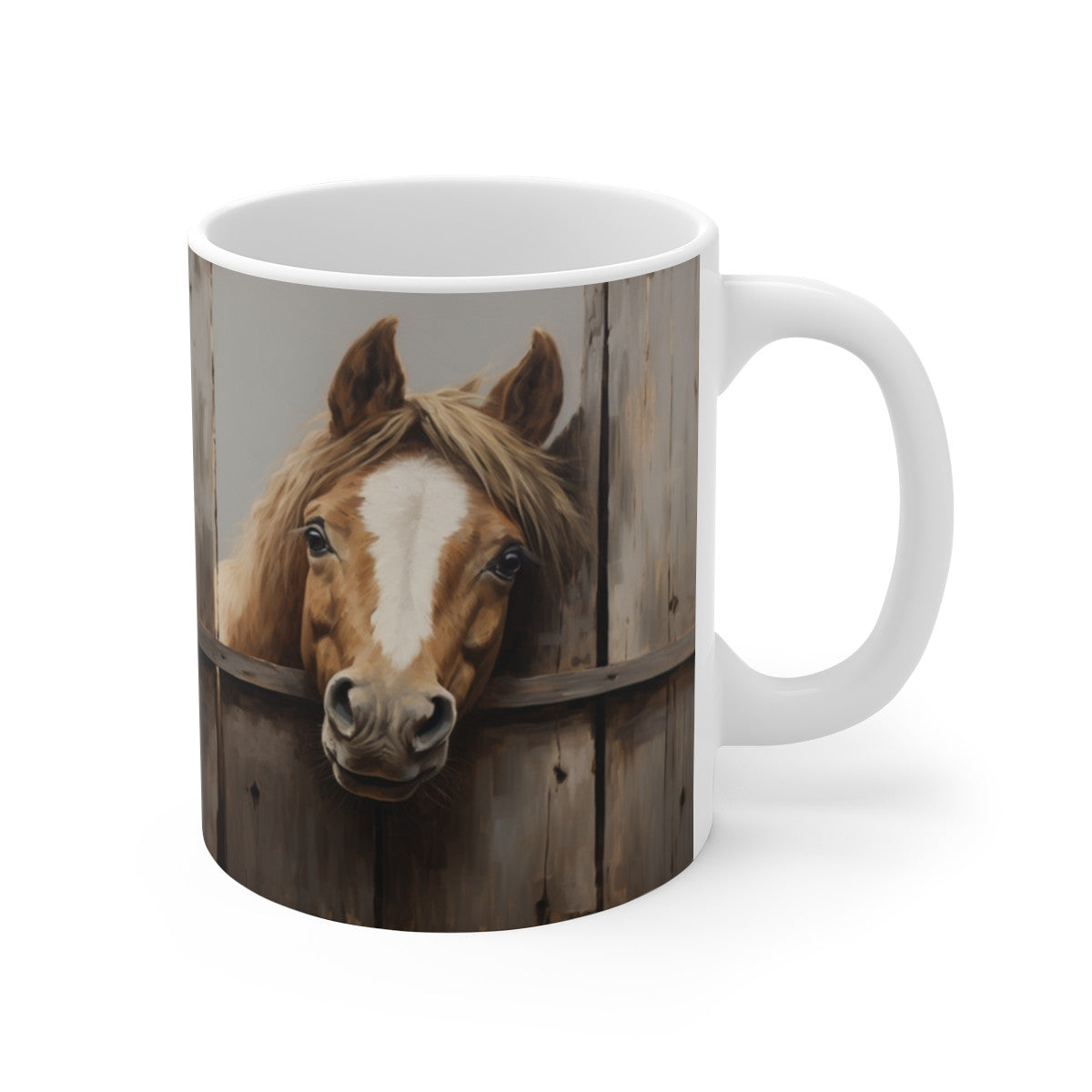 Mug Cheval Rustique - Tasse en Céramique avec Portrait Équestre, Idéale pour les Amoureux des Animaux et de la Campagne