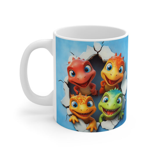 Mug Bébés Dinos - Tasse en Céramique avec Petits Dinosaures Rigolos,pour Enfants et les Amoureux de Créatures Préhistoriques