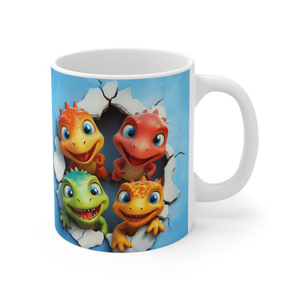 Mug Bébés Dinos - Tasse en Céramique avec Petits Dinosaures Rigolos,pour Enfants et les Amoureux de Créatures Préhistoriques