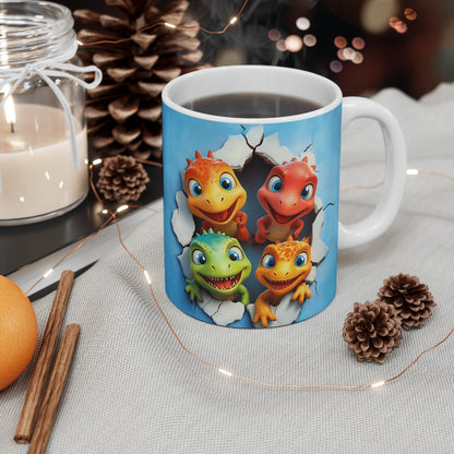 Mug Bébés Dinos - Tasse en Céramique avec Petits Dinosaures Rigolos,pour Enfants et les Amoureux de Créatures Préhistoriques