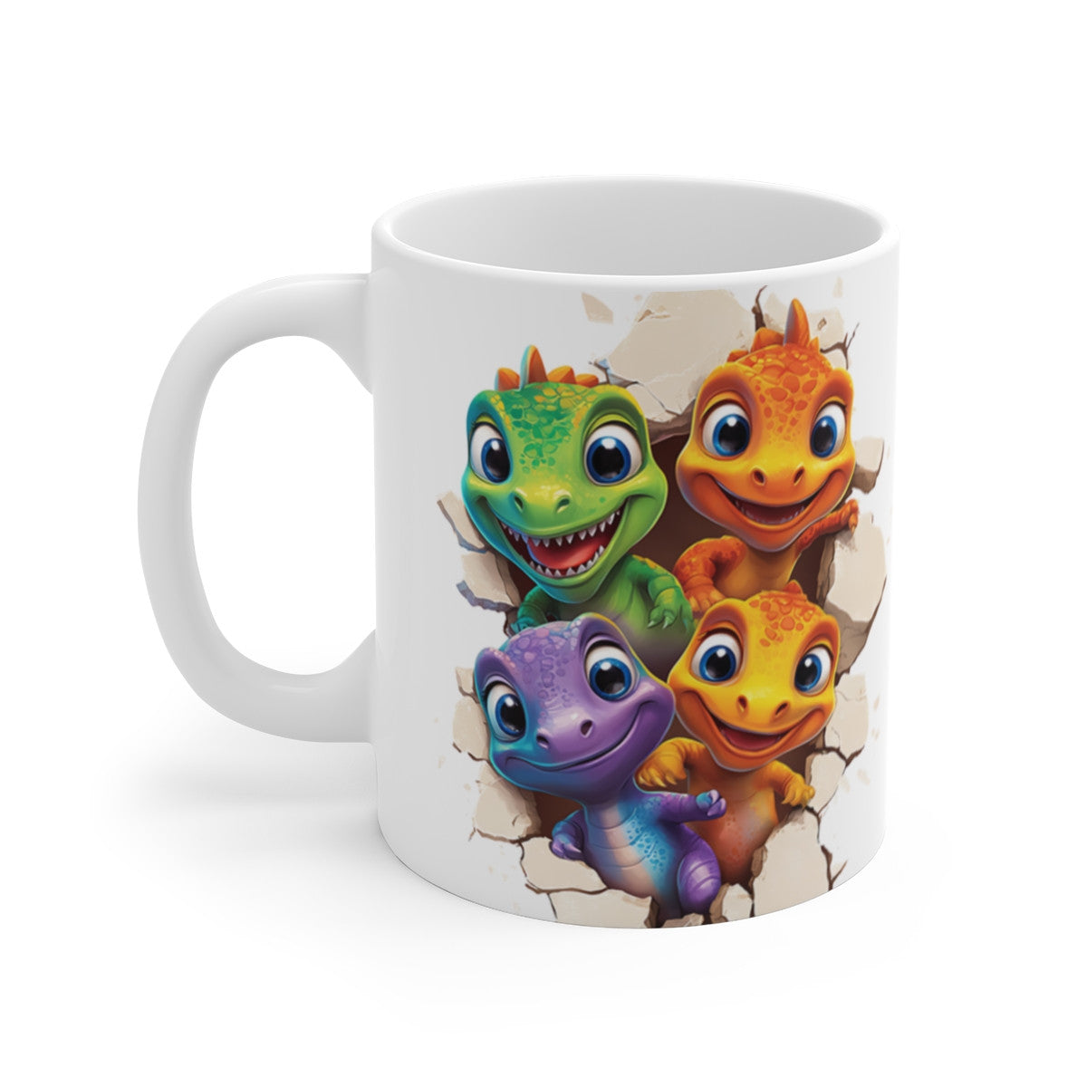 Mug Tasse Dinos  avec Bébé Dinos Joyeux, Parfait pour les Amateurs de Fun et d’Aventure Préhistorique
