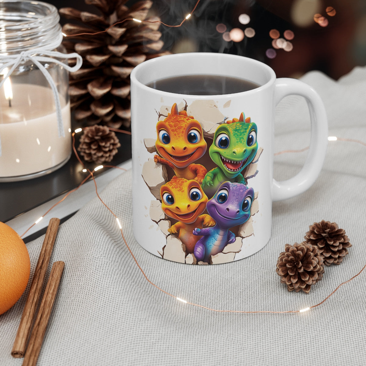 Mug Tasse Dinos  avec Bébé Dinos Joyeux, Parfait pour les Amateurs de Fun et d’Aventure Préhistorique