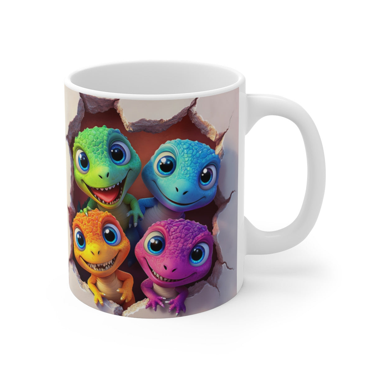 Tasse Mug Dinos Espiègles - Petits Dinos Amusants, Idéale pour les Enfants et les Amoureux de Créatures Préhistoriques
