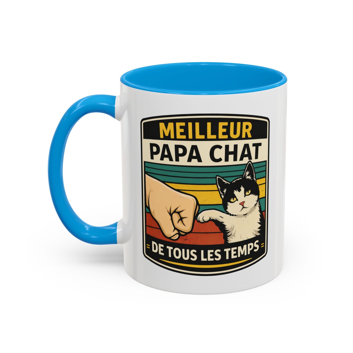 Tasse Meilleur Papa Chat de Tous les Temps – Mug Chat Noir et Blanc – Cadeau Papa Original – Céramique 325ml