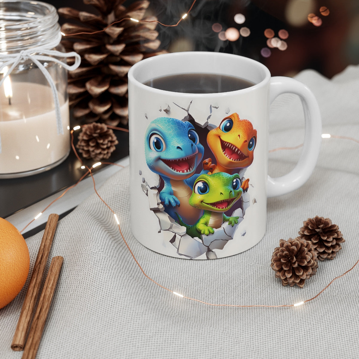 Mug Tasse Dino Crew - Quatre Dinosaures Amusants, Idéale pour les Amateurs de Fun et d’Aventure Préhistorique