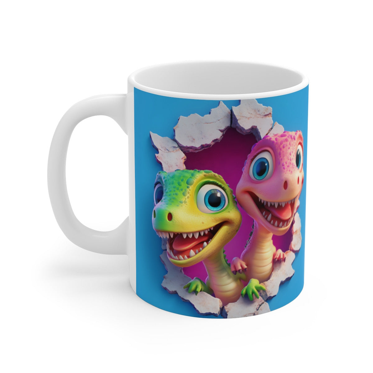 Mug Dinos Aventure - Tasse en Céramique avec Deux Petits Dinosaures Amusants,  Amateurs de Fun et d’Aventure Préhistorique
