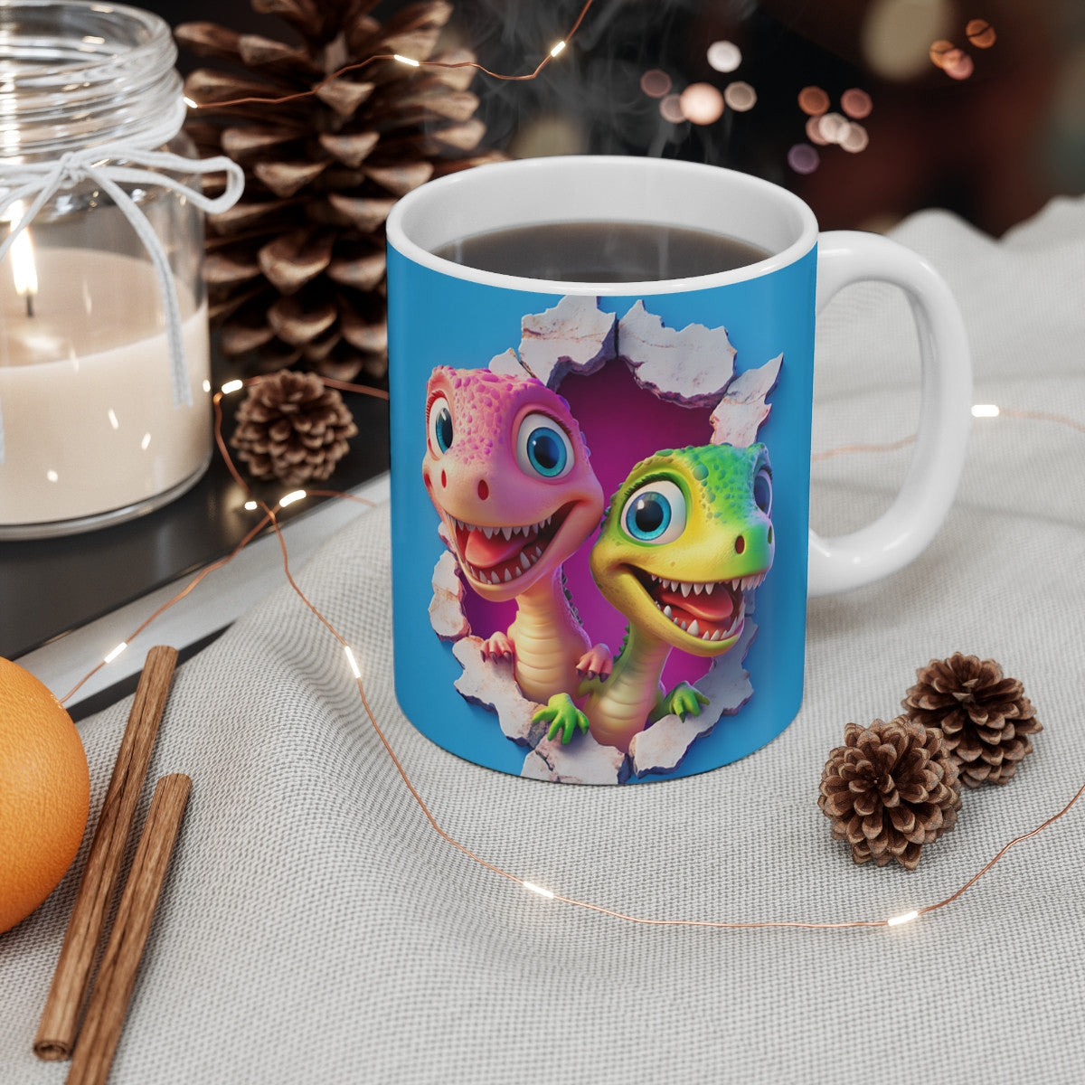 Mug Dinos Aventure - Tasse en Céramique avec Deux Petits Dinosaures Amusants,  Amateurs de Fun et d’Aventure Préhistorique