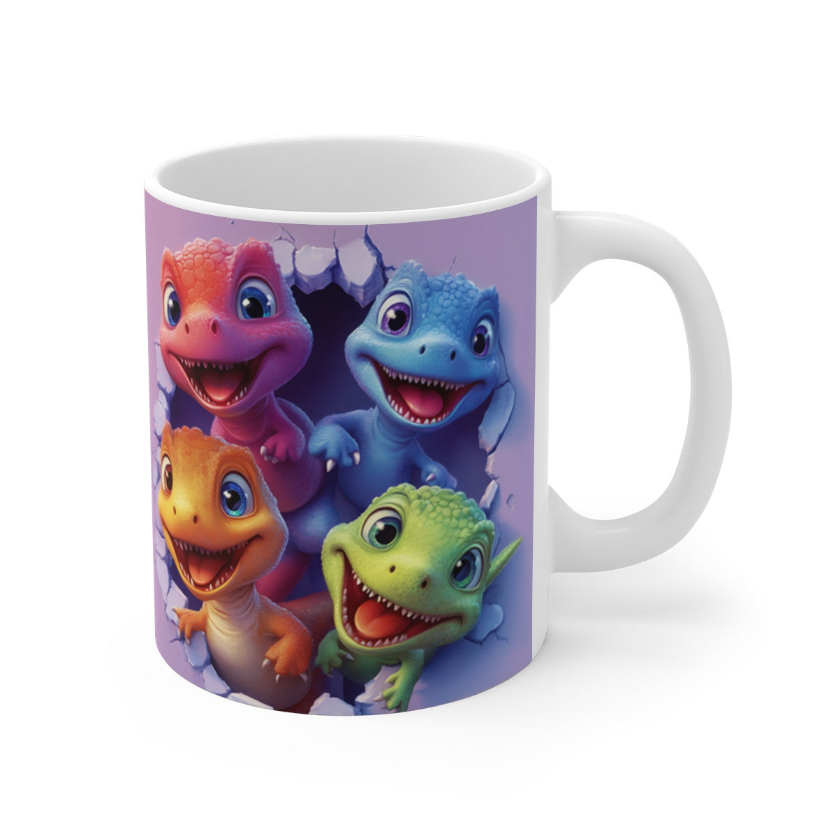 Mug Dino Squad - Tasse en Céramique avec Quatre Dinosaures Adorables, Fun et Couleurs à Vos Matins