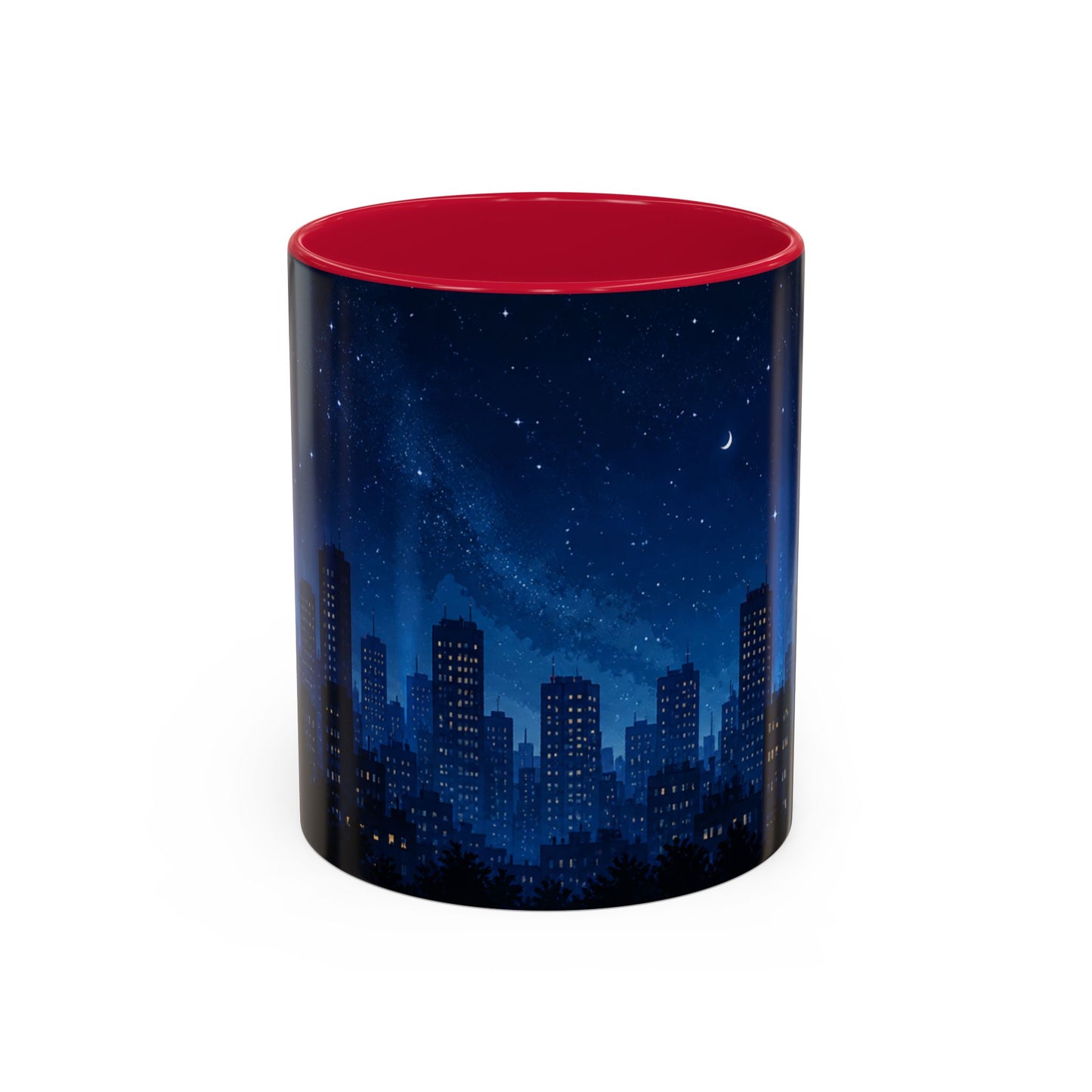 Tasse Ville de Nuit et Étoiles – Mug Skyline Urbain et Ciel Nocturne – Design Moderne Relaxant – Céramique 325ml