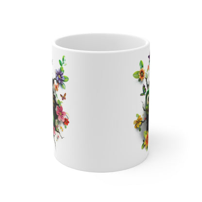 Mug  Tasse Bébé Dragon Vert Ailé – Tasse Fantasy avec Fleurs et Papillons – Cadeau Geek Original