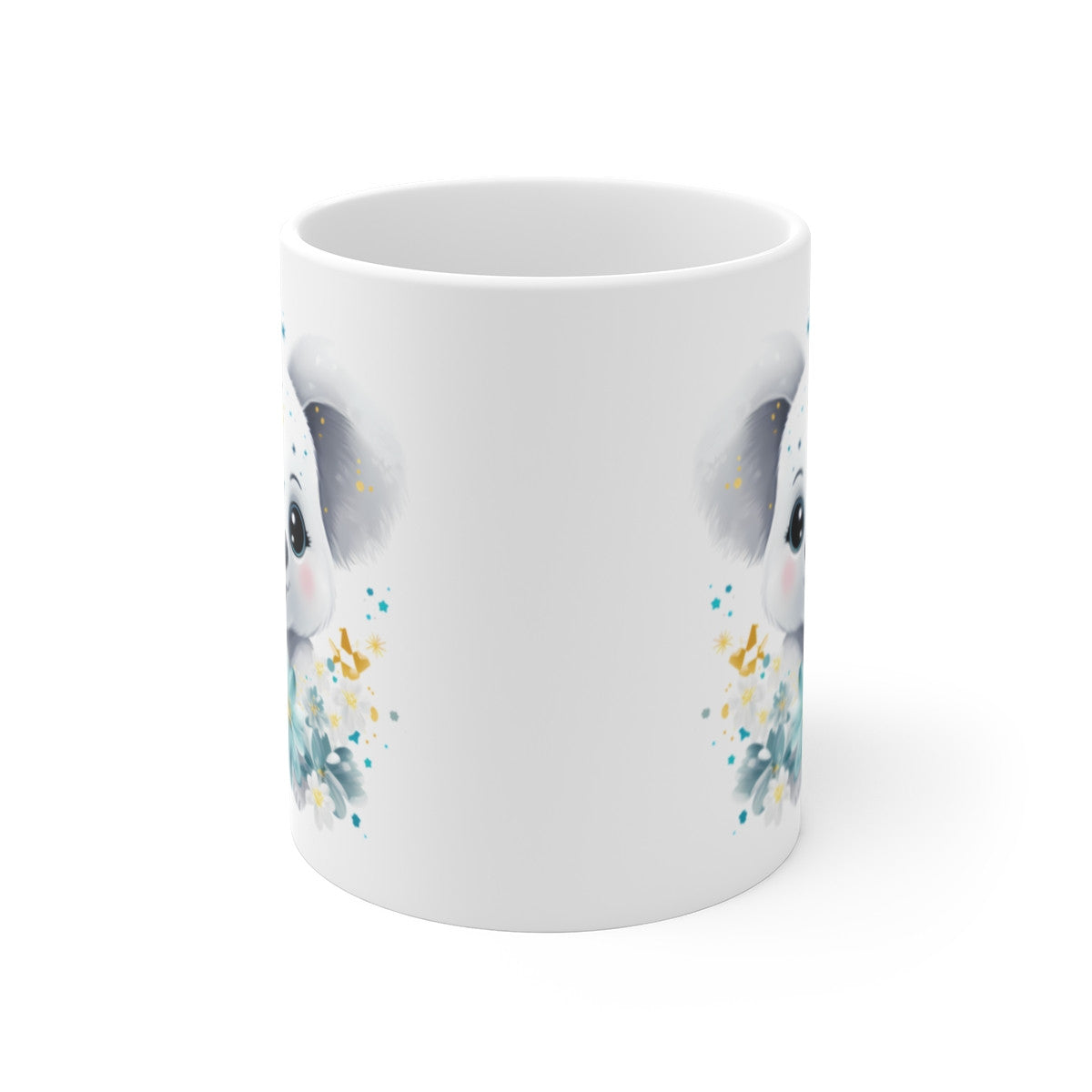 Mug Koala Magique en Céramique  – Cadeau Original, Douceur Australienne & Décor Étoilé avec Fleurs Enchantées