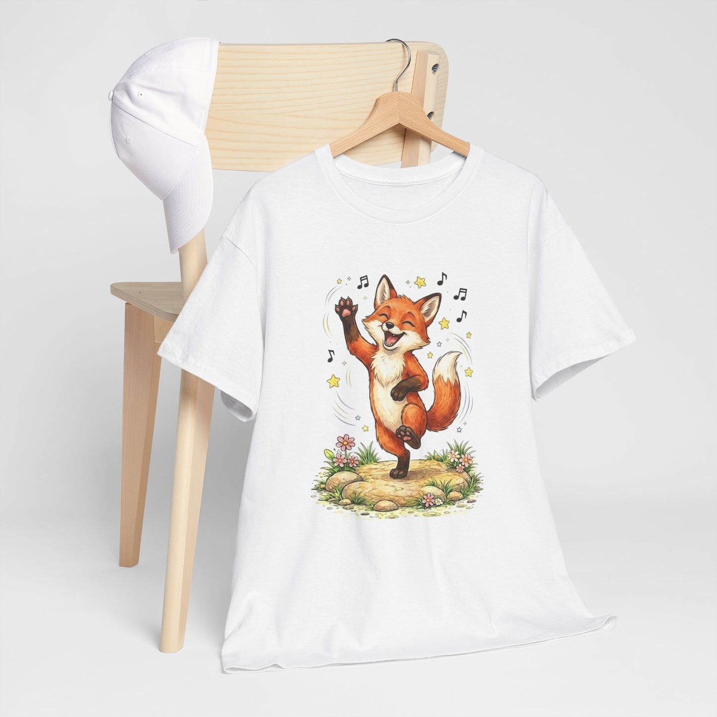 Tee Shirt Homme et Femme Renard Rigolo Dansant Animal Mignon Musique Nature Cadeau Humour