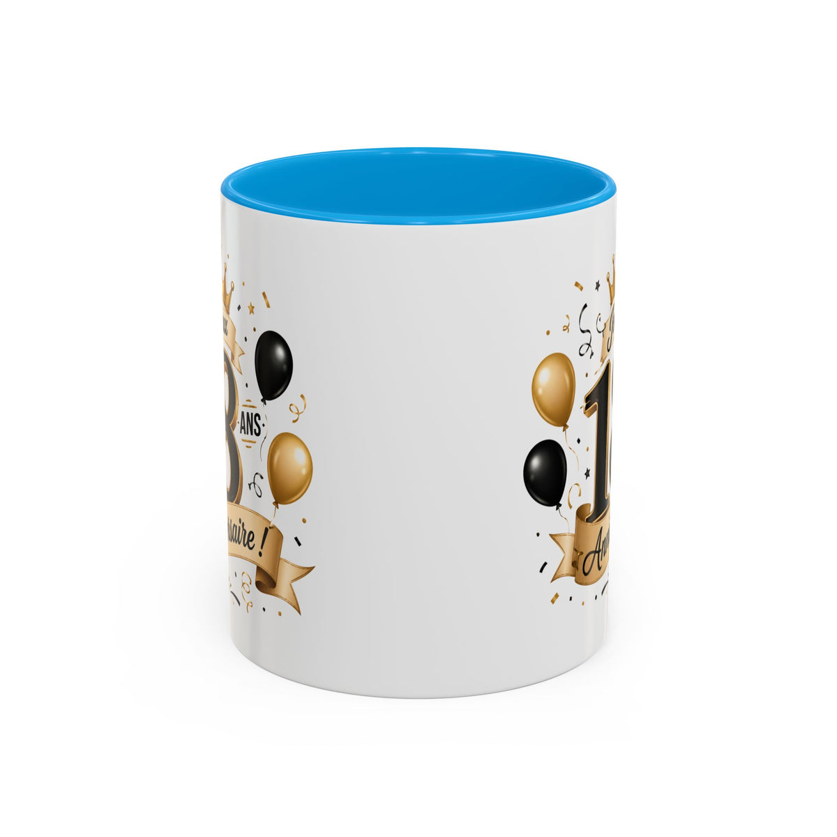 Mug Joyeux 18 Ans – Tasse Anniversaire 18 Ans – Cadeau Original pour Femme Homme – Idée Cadeau 18e Anniversaire Noir Bleu Rouge