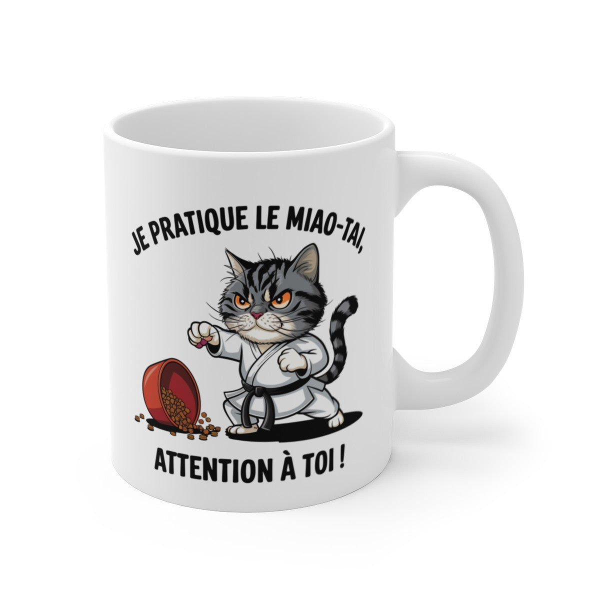 Mug Tasse Drôle Chat Karaté – "Je pratique le Miao-Tai, attention à toi !" – Humour Arts Martiaux & Passion Féline