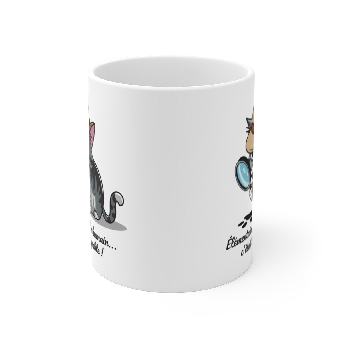 Mug Tasse Chat Détective – "Élémentaire mon cher humain, c'était moi le coupable !" – Humour & Enquête Féline