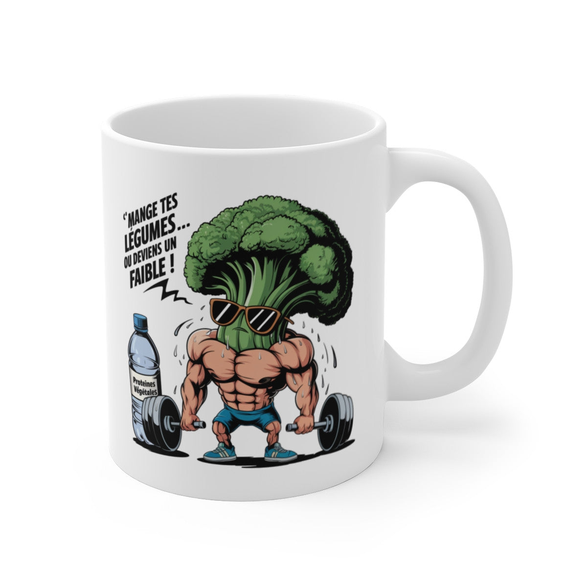 Mug Tasse Drôle  Brocoli Musculation "Mange Tes Légumes… Ou Deviens Un Faible !" – Humour Fitness & Nutrition