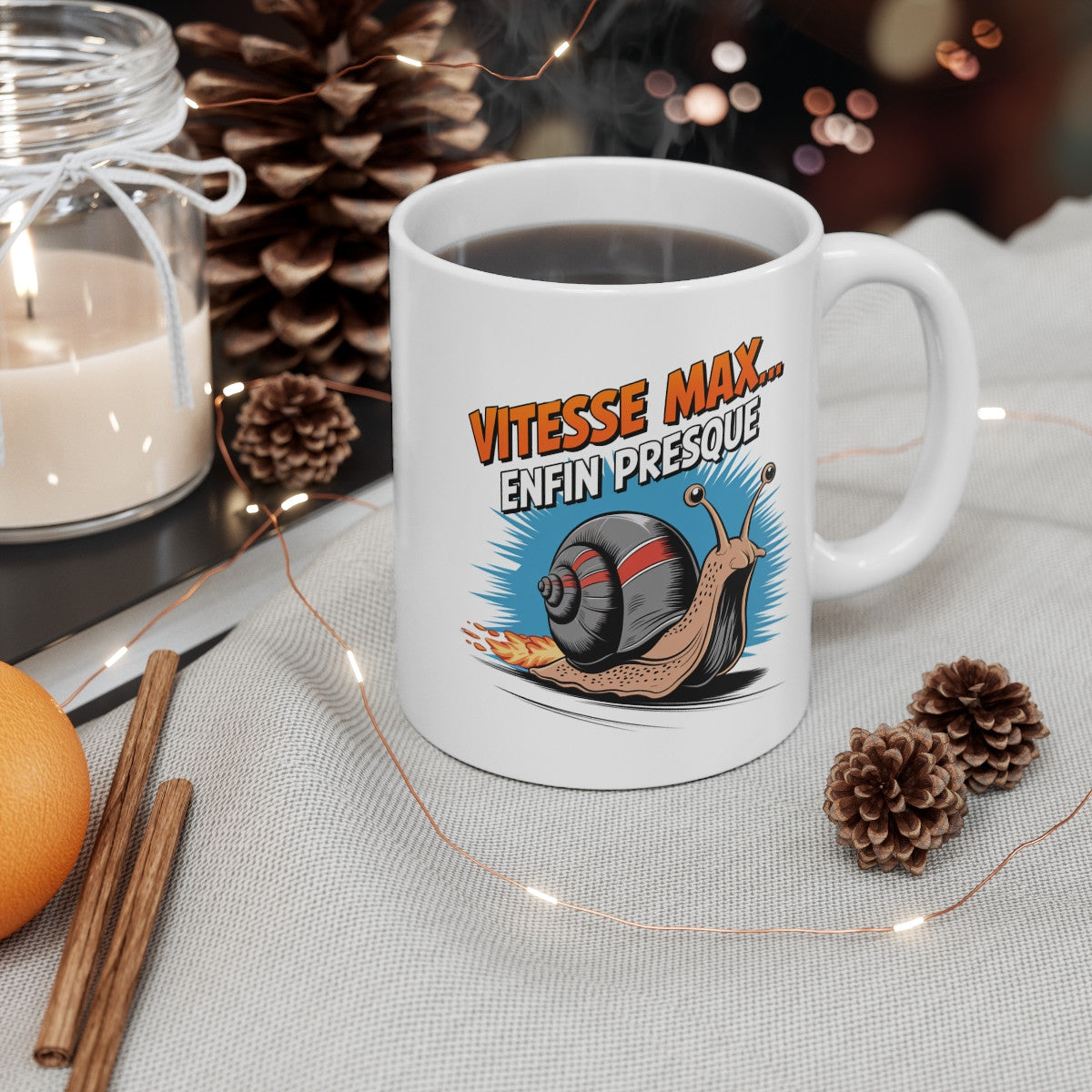 Mug Tasse Animal Drôle Vitesse Max... Enfin Presque  Humour Design Décalé & Escargot Turbo Idée Cadeau